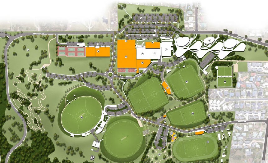 Map of the future vision for the Kingborough Sports Precinct