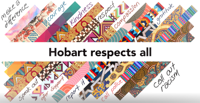 Graphic image saying Hobart respects all