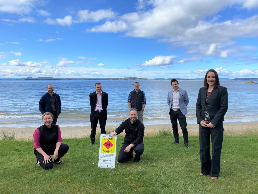Photo of the Council's water quality taskforce officers with Mayor Winter and Deputy Mayor Westwood at Blackmans Bay Beach